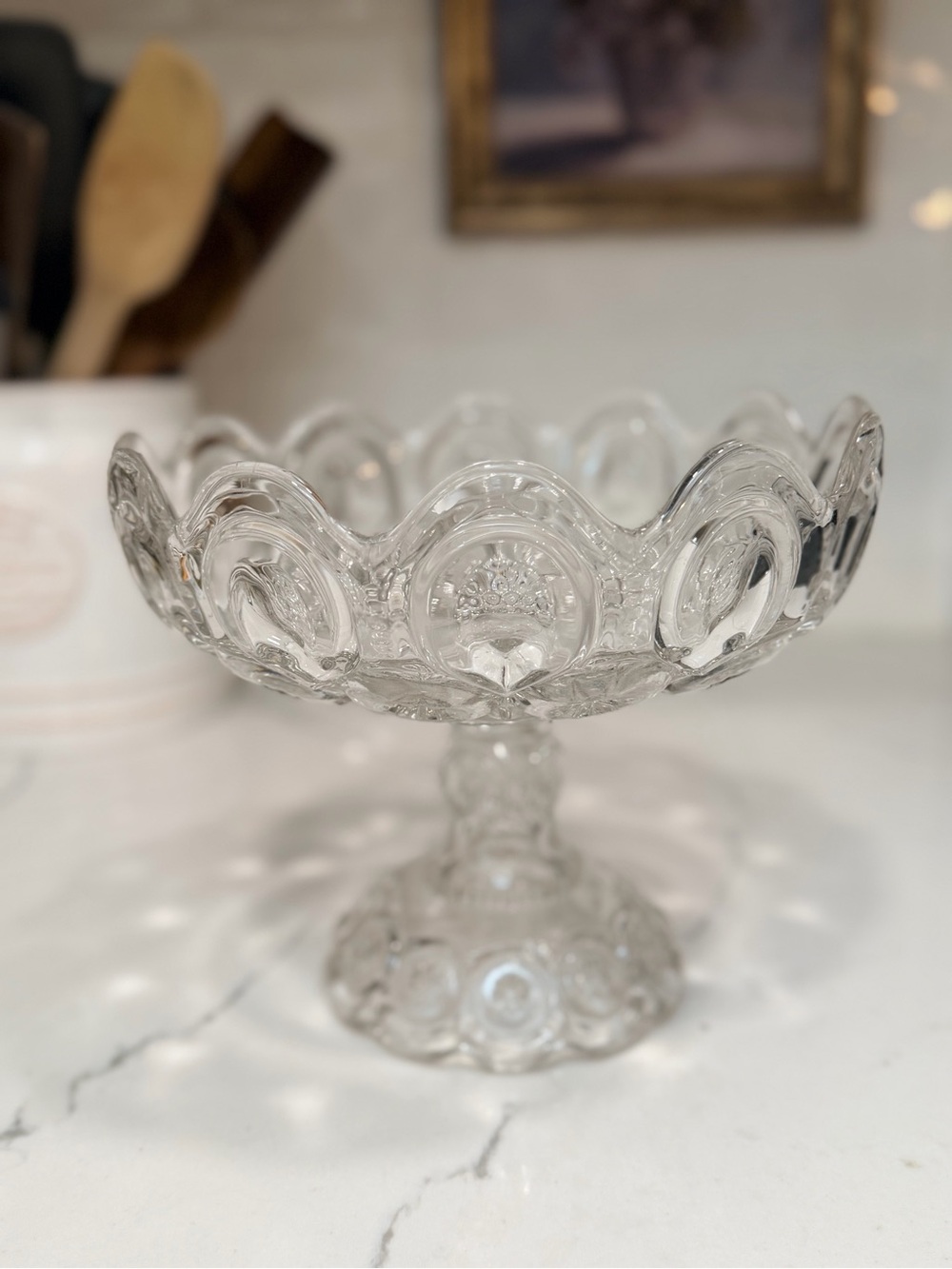 Adams Clear Glass Pedestal Compote Bowl